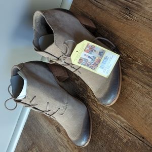 TOMS Lunata Lace-up Desert Taupe Burnished Suede Booties